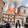 Russian drone strike in central Lviv: Residential building on fire, UNESCO heritage site damaged