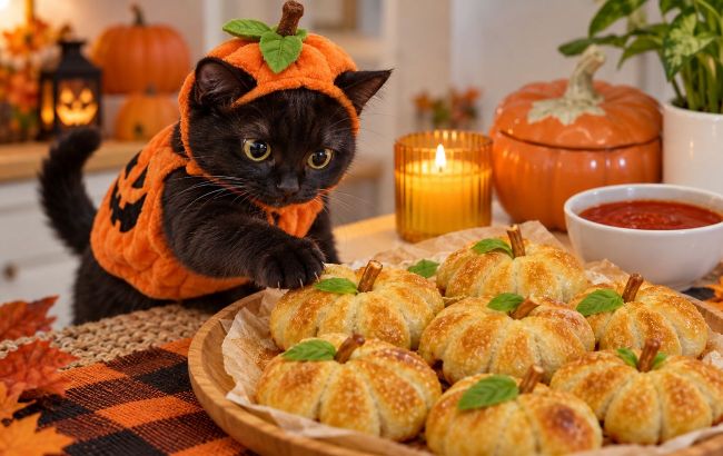 Halloween pumpkin pizza bombs: An easy, cheesy snack with mozzarella