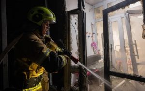 Kyiv hit by overnight Russian attack: High-rise and warehouse catch fire, one injured