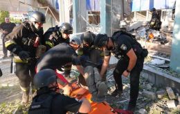 Russians bomb Zaporizhzhia bus station with guided bomb, injuries reported (photos)